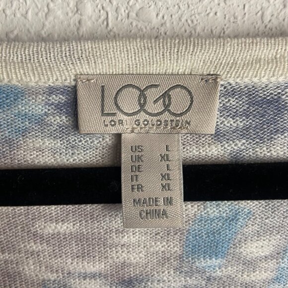 Logo by Lori Goldstein Size L Blue Camouflage Lightweight Sweater Linen Casual - Picture 5 of 6